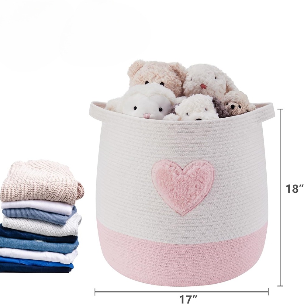 ピンクのランドリーバスケット、子供用女の子用ブランケットバス - Baby Nursery Basket のレビューと価格