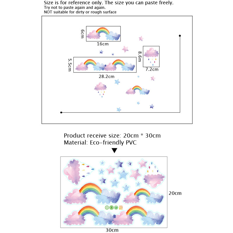 漫画雲虹ウォールステッカー赤ちゃん子供部屋寝室ワードローブ家 - Baby Nursery Mural Wallpaper のレビューと価格