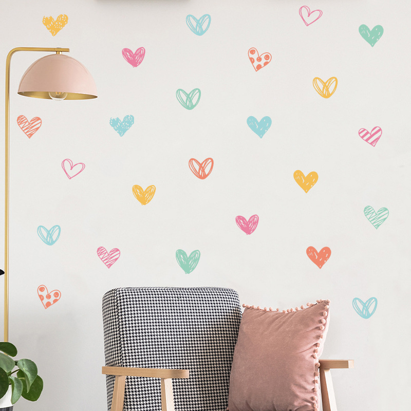 新しいカラフルなハートウォールステッカーさまざまな形のハート - Baby Nursery Wallpaper Girl のレビューと価格