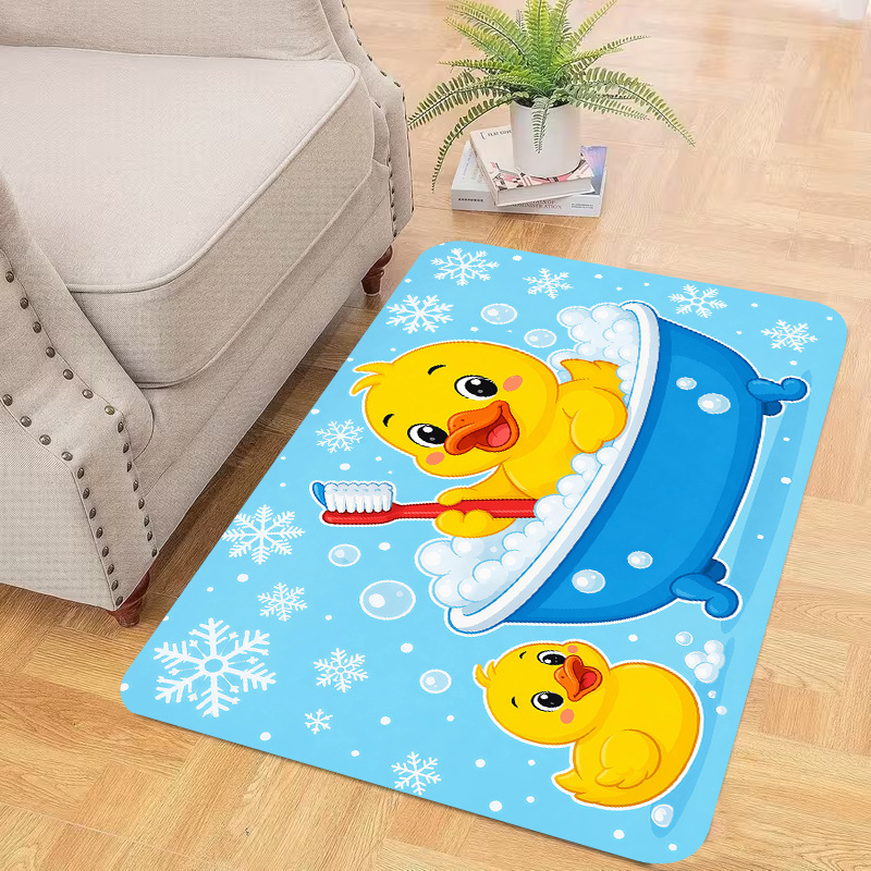 かわいい黄色いアヒルのバスフランネルマット、子供用漫画風バス - Baby Nursery Yellow のレビューと価格