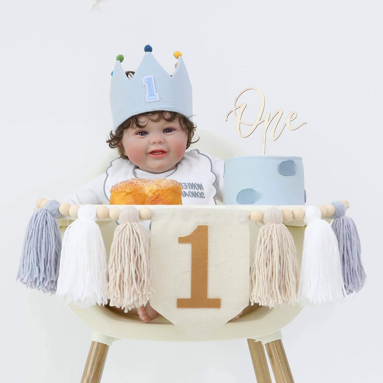 赤ちゃんの最初の誕生日パーティーの装飾ブルーハイチェアバナー - Baby Nursery Chair のレビューと価格