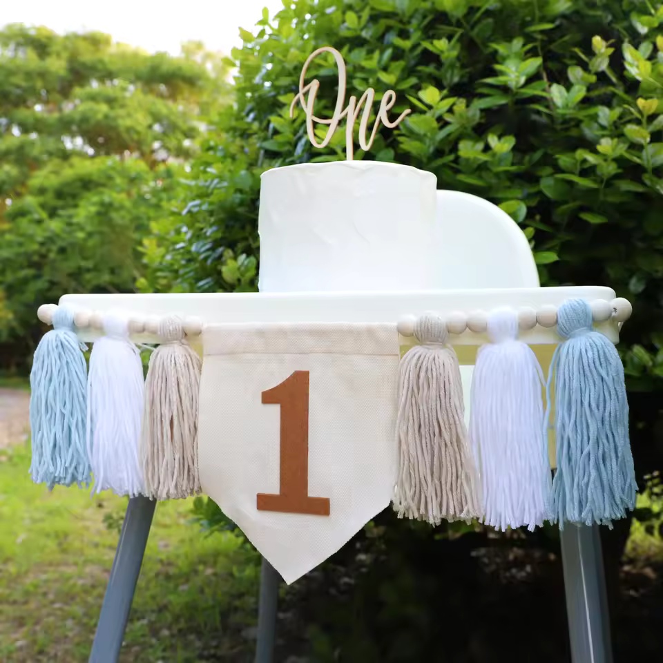 赤ちゃんの最初の誕生日パーティーの装飾ブルーハイチェアバナー - Baby Nursery Chair のレビューと価格