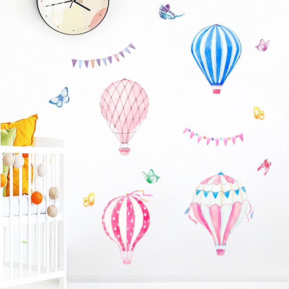 漫画熱気球ウォールステッカー子供の寝室の装飾壁紙ベビールーム - Baby Nursery Mural Wallpaper のレビューと価格