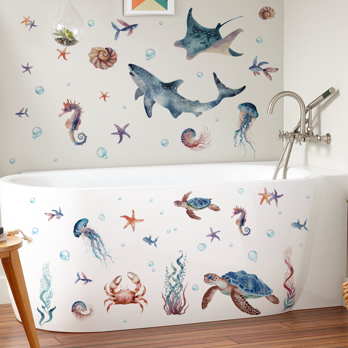 海底の海洋生物ウォールステッカー、サメ、タツノオトシゴ、ウミ - Baby Nursery Under The Sea のレビューと価格