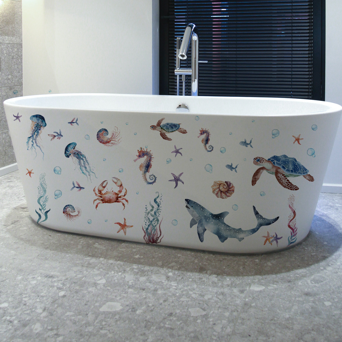 海底の海洋生物ウォールステッカー、サメ、タツノオトシゴ、ウミ - Baby Nursery Under The Sea のレビューと価格