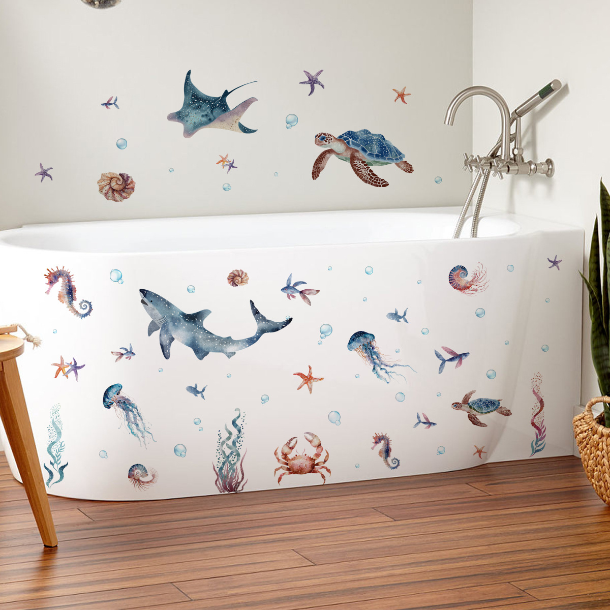 海底の海洋生物ウォールステッカー、サメ、タツノオトシゴ、ウミ - Baby Nursery Under The Sea のレビューと価格