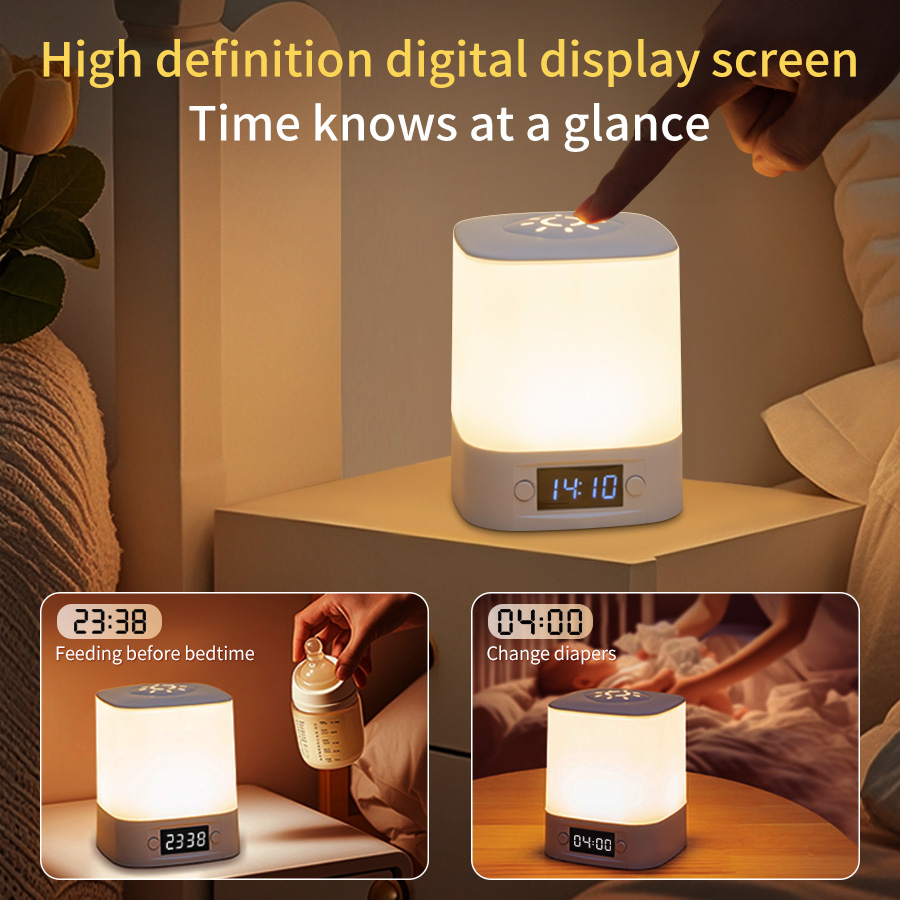 LED テーブルランプ USB 充電式 時間表示付き時計 タ - Baby Nursery Light のレビューと価格