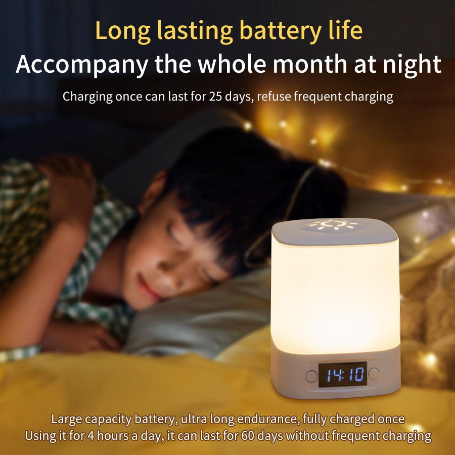 LED テーブルランプ USB 充電式 時間表示付き時計 タ - Baby Nursery Light のレビューと価格