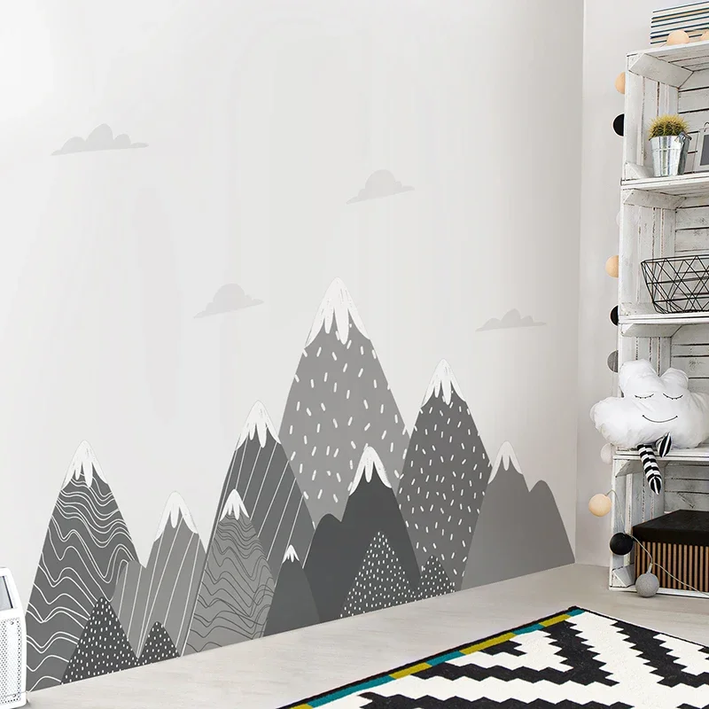 自由奔放に生きるグレー山壁紙防水シームレス生地風景壁壁画キッ - Baby Nursery Mural Wallpaper のレビューと価格