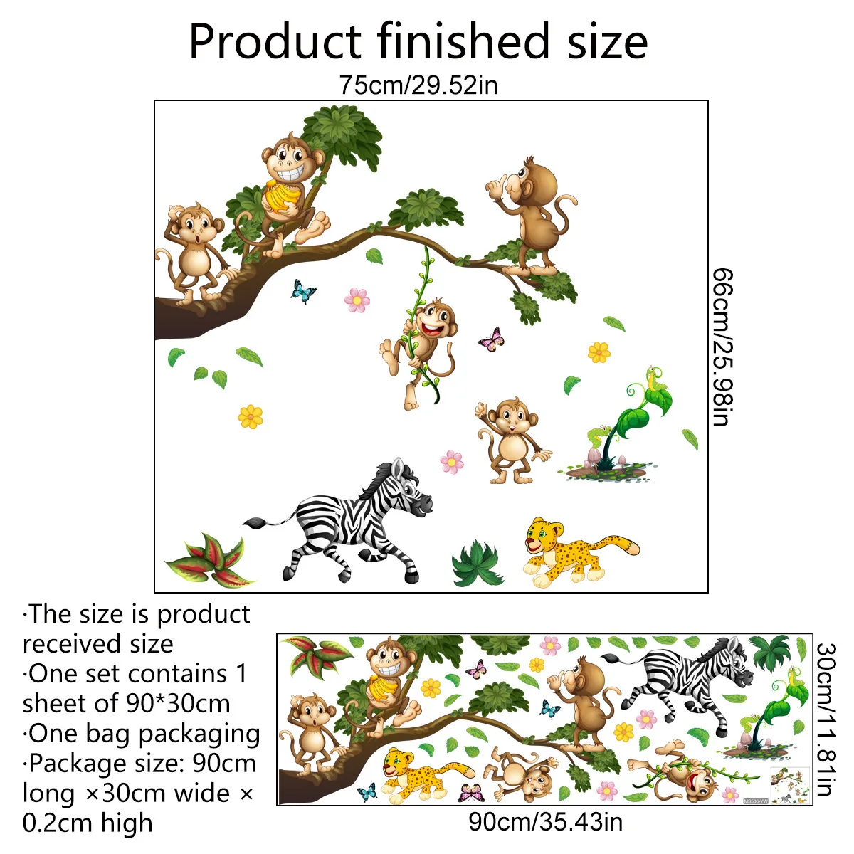 森の動物ライオンナマケモノ猿の枝葉水彩ウォールステッカー女の - Baby Nursery Wallpaper Girl のレビューと価格