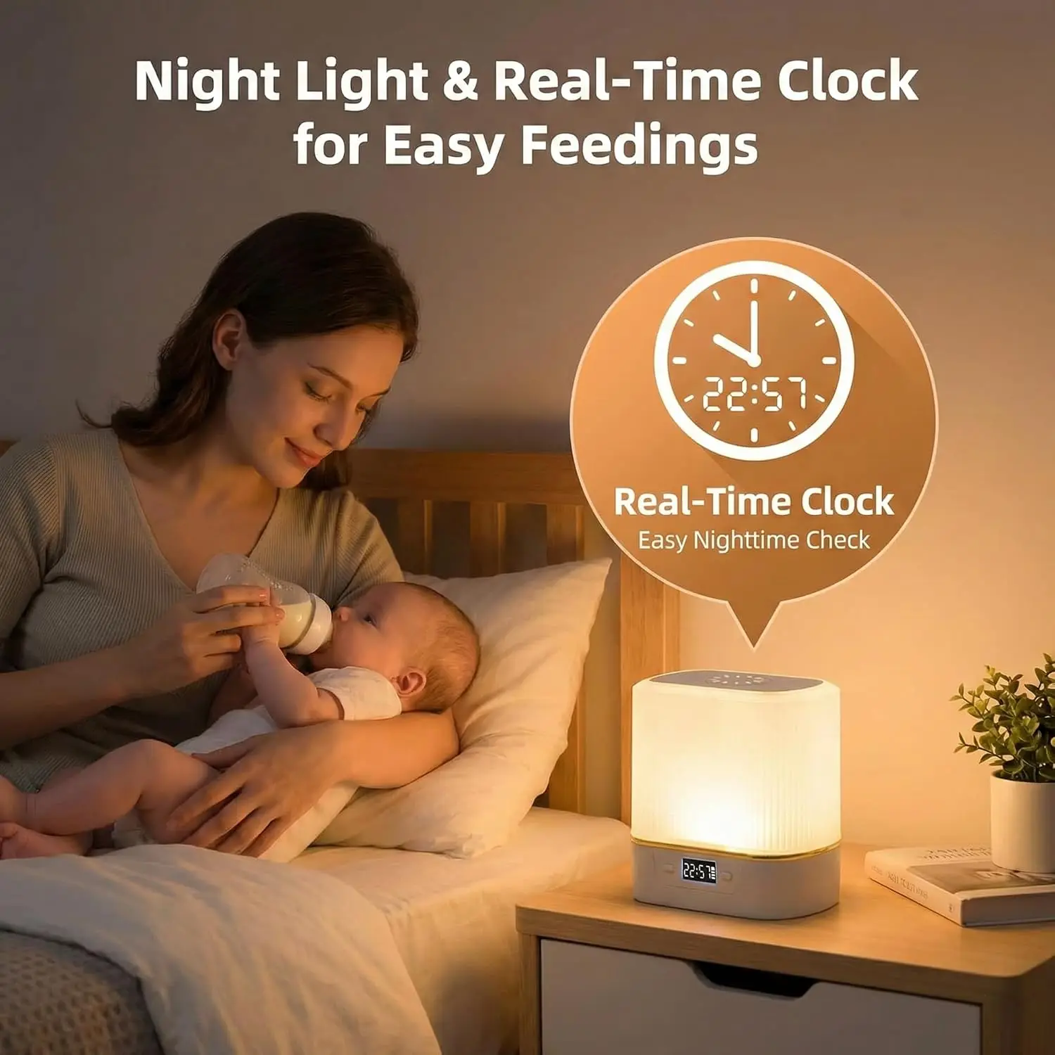 LEDナイトライトベッドサイドランプ、タッチリモコン付きポー - Baby Nursery Light のレビューと価格