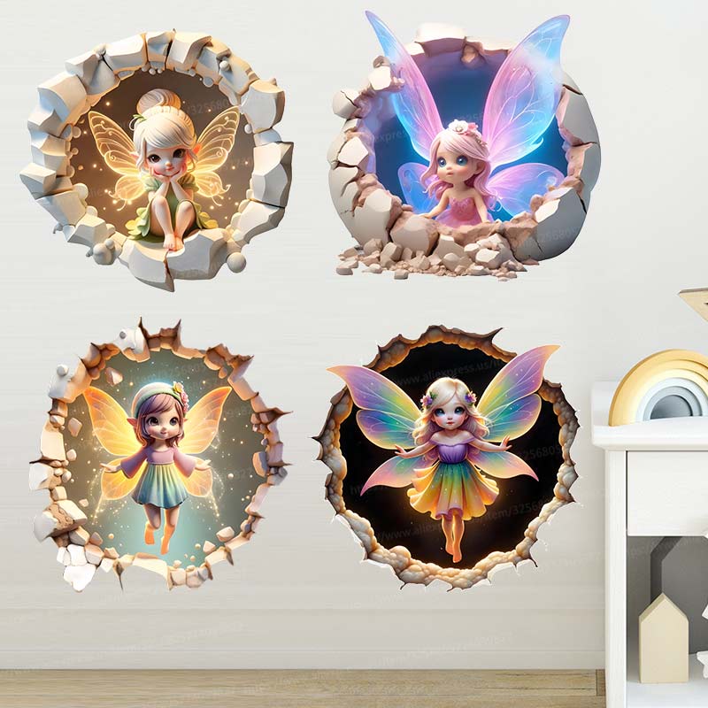 妖精の蝶の自己接着ウォールステッカー,子供部屋の装飾,寝室の - Baby Nursery Mural Wallpaper のレビューと価格