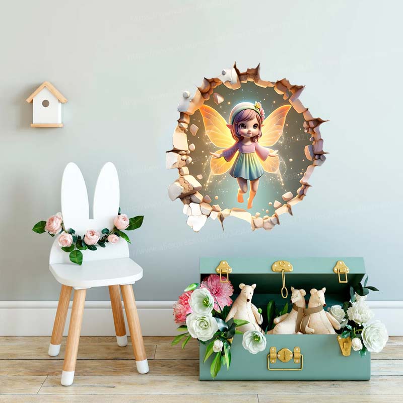 妖精の蝶の自己接着ウォールステッカー,子供部屋の装飾,寝室の - Baby Nursery Mural Wallpaper のレビューと価格