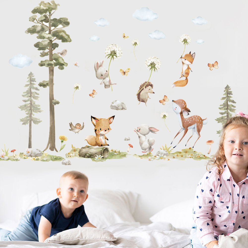 かわいい森の動物ウォールステッカー子供部屋用子供女の子男の子 - Baby Nursery Wallpaper Girl のレビューと価格