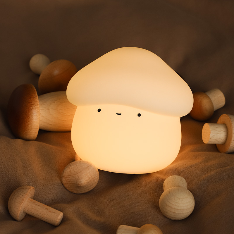 1 個キノコヘッドシリコンナイトライト USB 充電式タイマ - Baby Nursery Light のレビューと価格