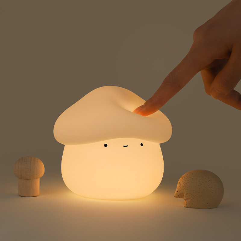 1 個キノコヘッドシリコンナイトライト USB 充電式タイマ - Baby Nursery Light のレビューと価格