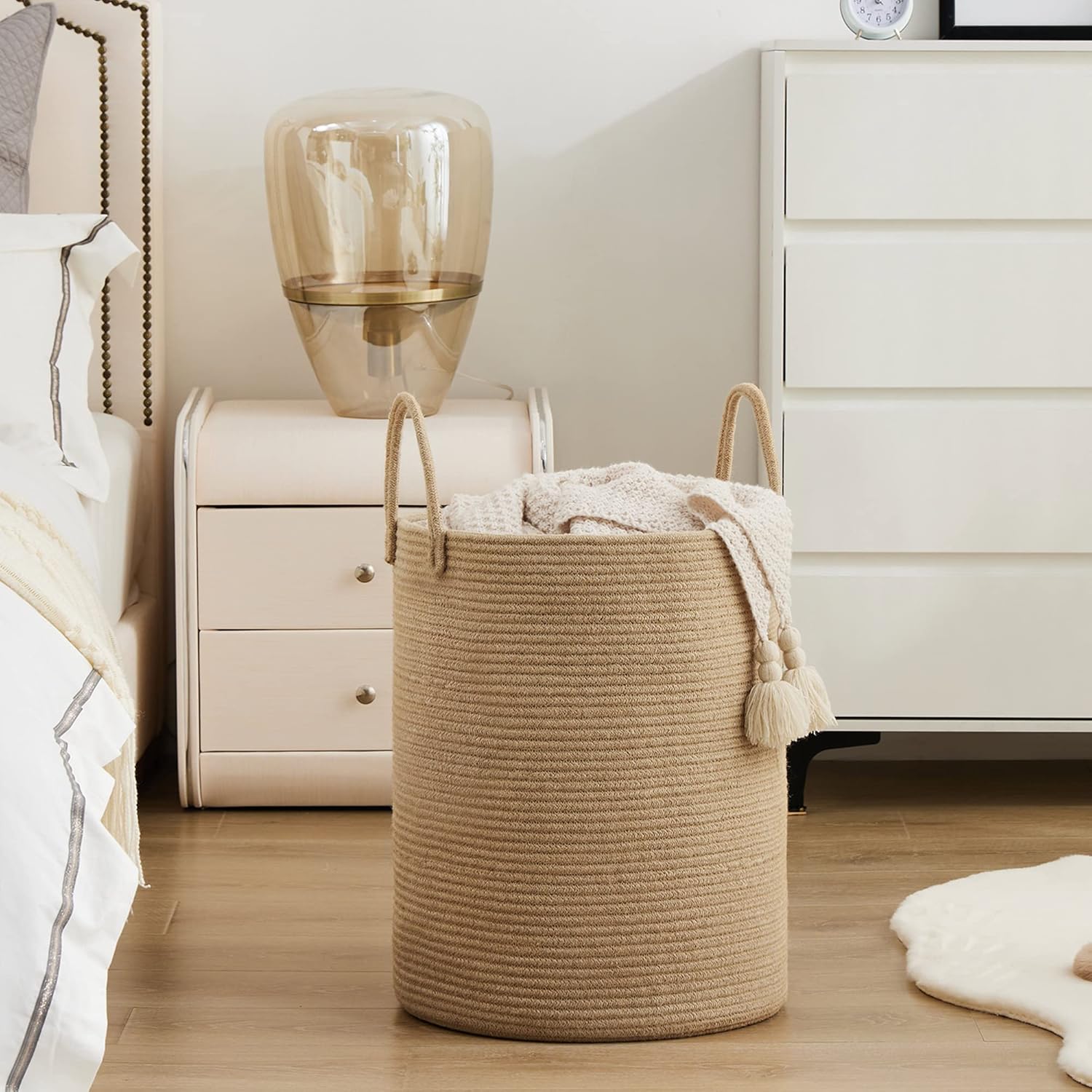 大きな収納バスケット、背の高い装飾的なランドリーハンパー、ハ - Baby Nursery Basket のレビューと価格