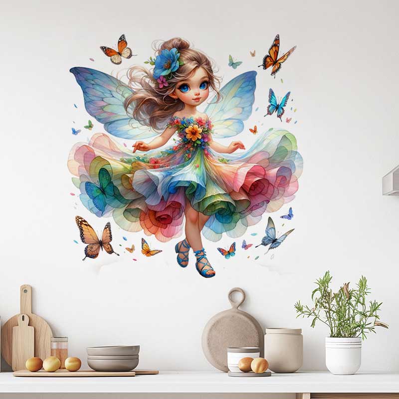 妖精の壁のステッカーベビーキッズルーム装飾壁画自己粘着寝室ホ - Baby Nursery Mural Wallpaper のレビューと価格