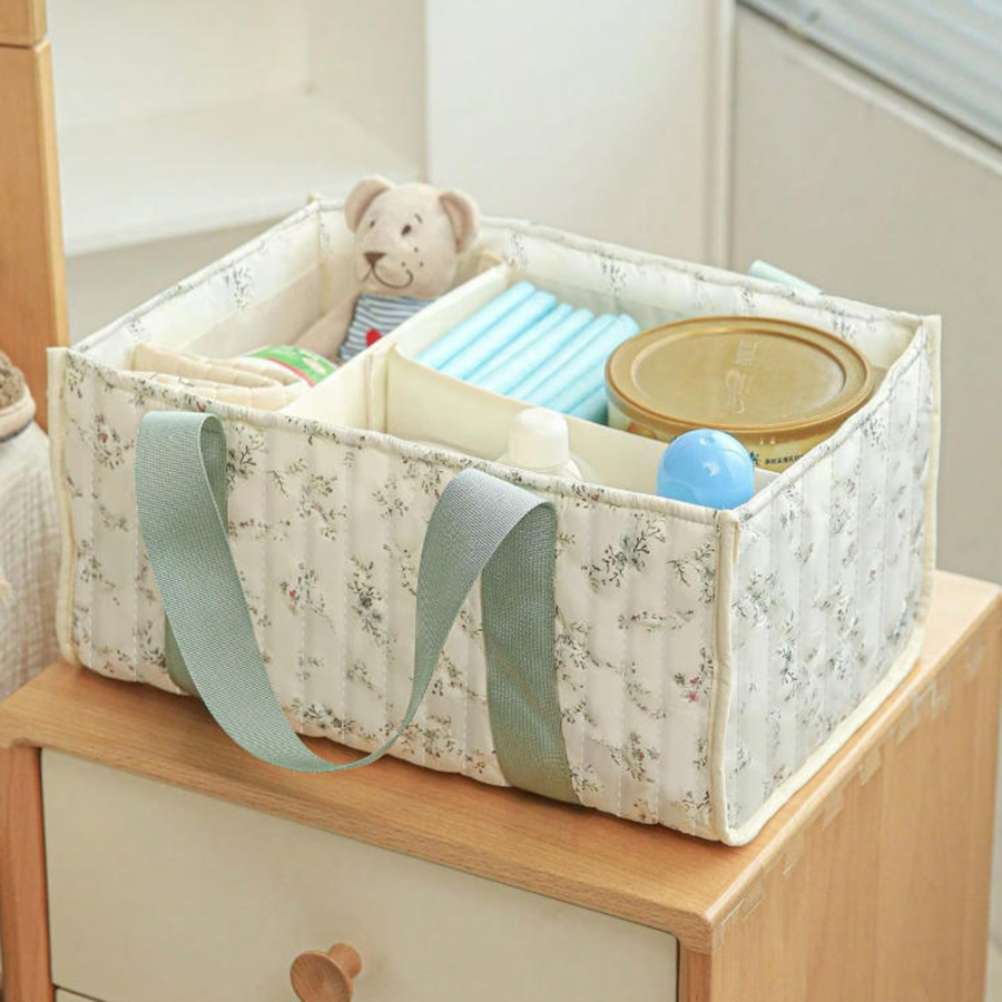 花柄おむつ収納オーガナイザー、仕切り付きポータブルベビー収納 - Baby Nursery Basket のレビューと価格