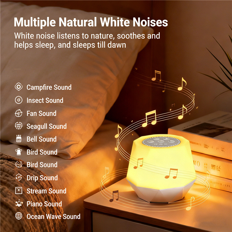 ホワイトノイズマシン ナイトライト付き 1200mAh充電式 - Baby Nursery Colors のレビューと価格