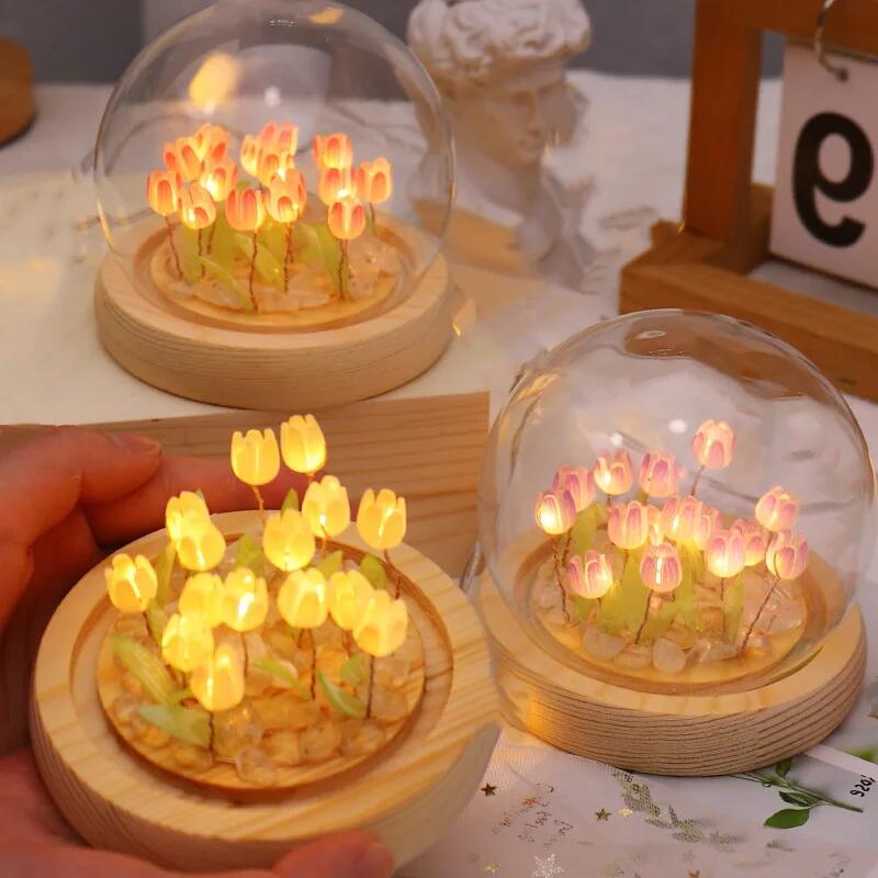 人工チューリップの花ナイトライト装飾品手作り DIY ベッド - Baby Nursery Light のレビューと価格