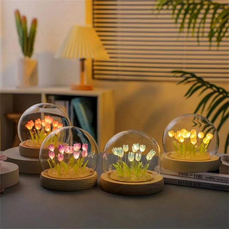 人工チューリップの花ナイトライト装飾品手作り DIY ベッド - Baby Nursery Light のレビューと価格