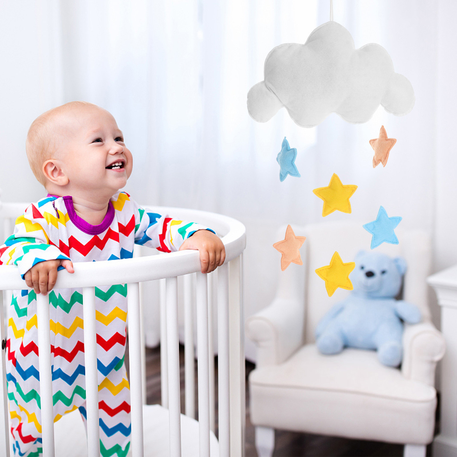 可愛らしいパステルカラーの雲型吊り下げ装飾、ベビーシャワーや - Baby Nursery Colors のレビューと価格