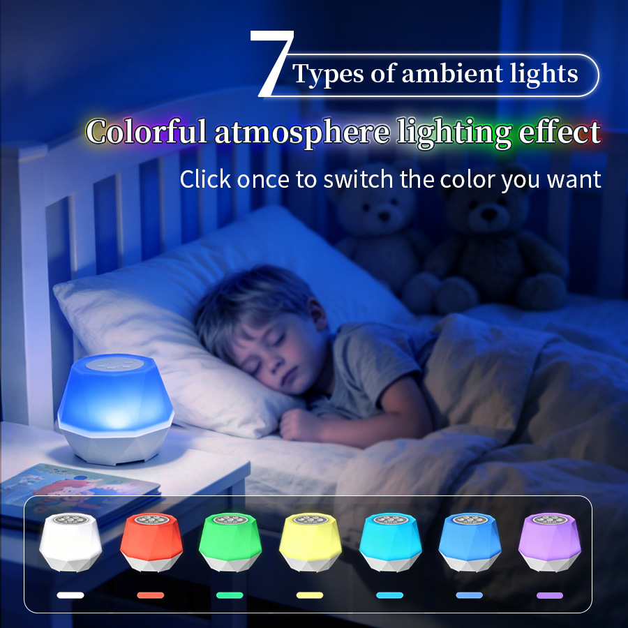 ホワイトノイズ機能付きナイトライト 7色 ベビー睡眠補助器  - Baby Nursery Colors のレビューと価格